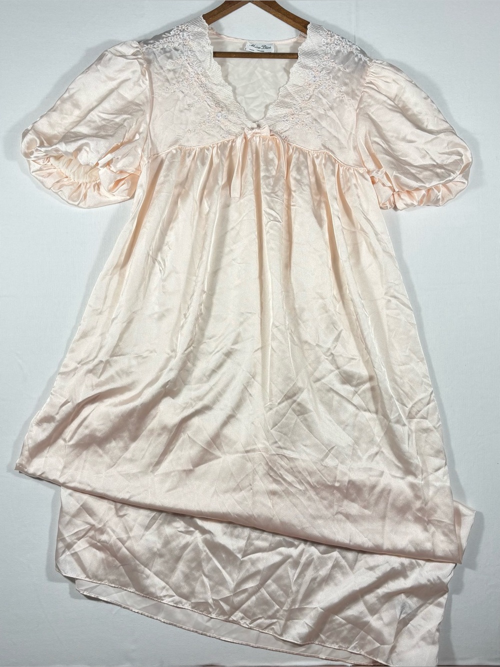 Vintage Miss Dior Lingerie Long Nightgown Women’s M USA ILGWU Balloon Sleeves